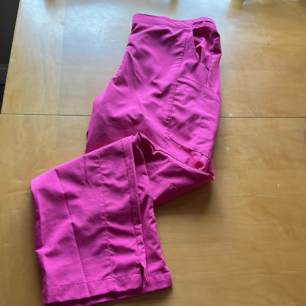 Wonder wink bright pink, slim leg scrubs with adjustable waist